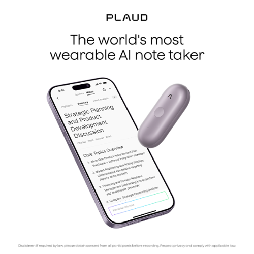 PLAUD - NotePin S Smart AI Voice/Audio Recorder - Purple