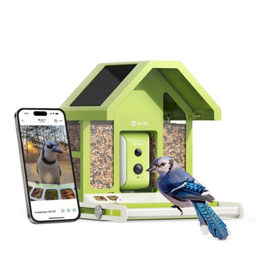 BIRDFY - Smart Bird Feeder with Camera, Auto-Detect & Record HD Videos, Solar Powered, Weatherproof & Durable for Backyard - Green-Front_Standard 