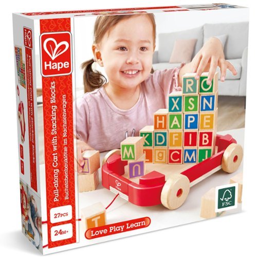 Hape - Play Essentials: Pull Along: Cart w/ Stacking Blocks