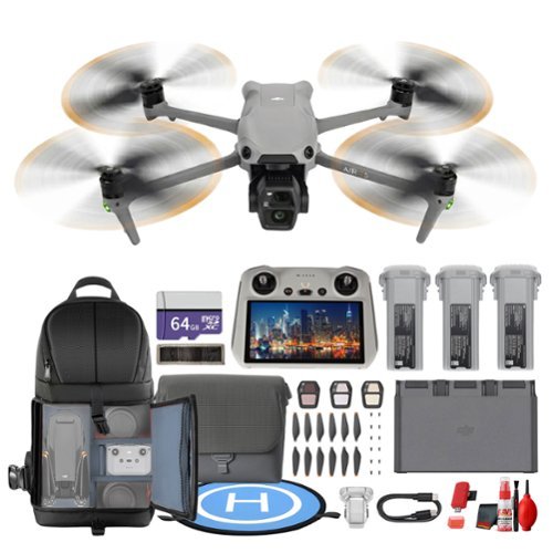 Bundle - DJI - Air 3S Drone Fly More Combo RC 2 Dual Camera 4K Travel Photography-Front_Standard 