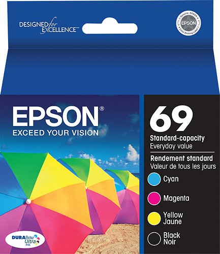 Epson - 69 Combo Pack Standard Capacity Ink Cartridge - Black/Yellow/Magenta/Cyan 