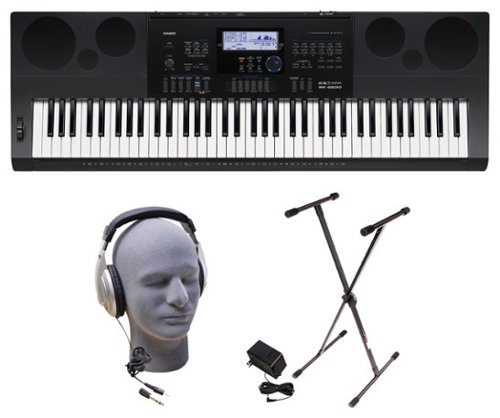 Casio WK6600 76-Key Premium Keyboard Pack with Stand, Power Supply, On-Stage Dust Cover and Samson HP30 Closed-Cup Headphones