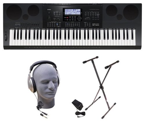 Casio - Portable Keyboard with 76 Touch-Sensitive Keys - Black-Front_Standard 