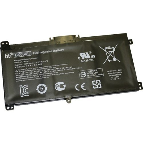 BTI Battery Tech - BTI BK03XL-BTI LI-ION NOTEBOOK BATTERY FOR HP - Compatible OEM: BK03XL Model: PAVILION 14-BA004NE, PAVILION 14-BA090NA-Front_Standard 