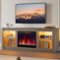 Bestier - 63" Gaming TV Stand with 23" Wide Fireplace & RGB Lights Storage Cabinet for up to 70" TVs Entertainment Center - Gray-Front_Standard