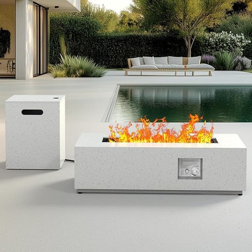 Ciays - 43 Inch Propane Fire Pit with 50000 BTU, CSA-Certified Fire Pit Table with Waterproof Cover & Adjustable Legs - White-Front_Standard 
