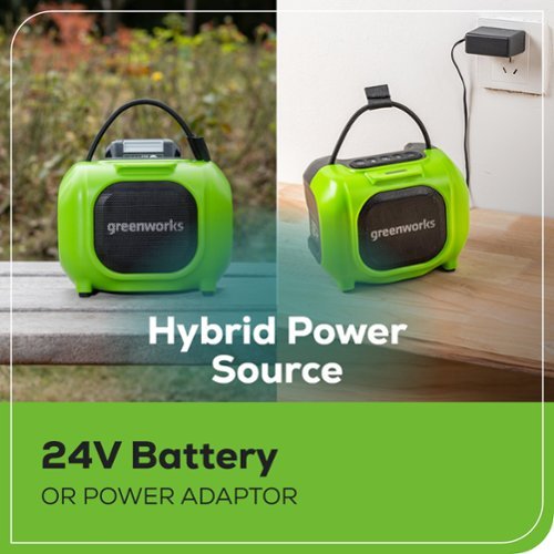 Greenworks 24 Volt Battery Powered Bluetooth Speaker with 2.0Ah Battery & Charger - Green WHERE TO BUY