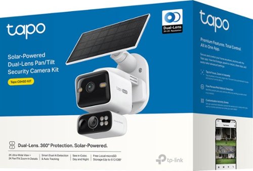 TP-Link Tapo Wireless Dual-Lens, Pan-Tilt Security 2K QHD Camera, 360° Coverage, with Solar - No Monthly Fees - White GLOBAL SHIPPING