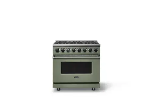 Front. Viking - 36 in. Wide 6 Burner Dual Fuel Sealed Burner Range-LP - Eucalyptus.