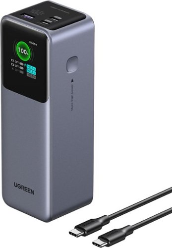 UGREEN - Nexode 200W 25,000mAh Power Bank with Smart TFT Display, PD 3.1 Fast Portable Charger for Laptops, Tablets, Cell Phones - Black