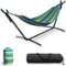 Sorbus - Double Hammock With Steel Stand - Portable Carrying Case Included - Blue/green stripes-Front_Standard