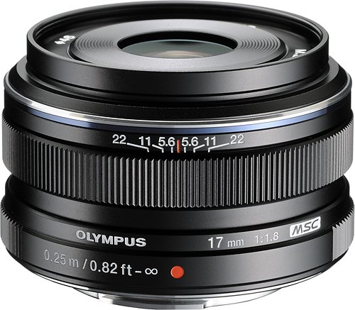  Olympus - M.Zuiko 17mm f/1.8 Wide-Angle Lens for Most Micro Four Thirds Cameras - Black/Silver