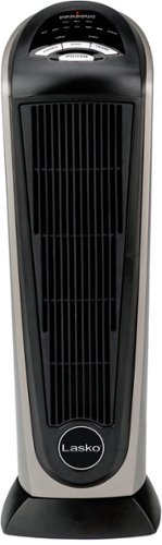 Lasko - Portable Ceramic Tower Space Heater with Remote Control - Black/Silver