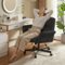 Bestier - Ergonomic Cross-Legged Office Chair with Flip-Up Arms, Swivel Wheels & Adjustable Backrest for Computer Office Desk - Black PU leather-Front_Standard