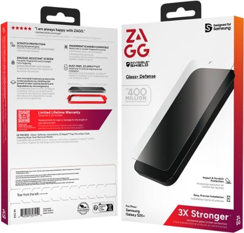 ZAGG - InvisibleShield Glass+ Defense Screen Protector for Samsung Galaxy S25+ - Clear