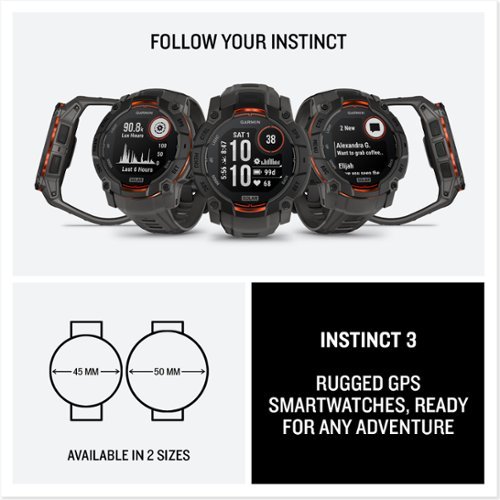 Garmin Instinct 3 Solar GPS Smartwatch 50 mm Fiber-reinforced Polymer - Black with Charcoal Band GLOBAL SHIPPING