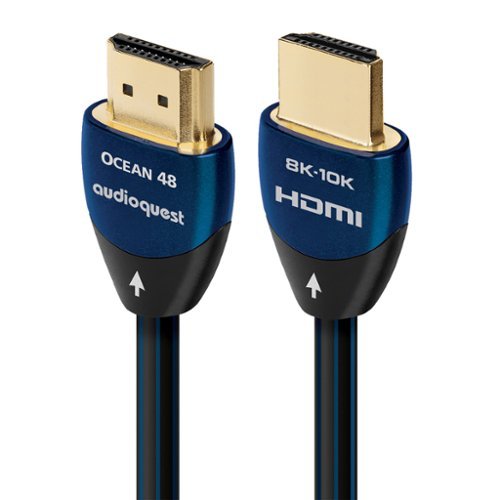  AudioQuest - Ocean 48 2.75' 4K-8K-10K 48Gbps In-Wall Rated HDMI Cable - Black with Blue Stripes