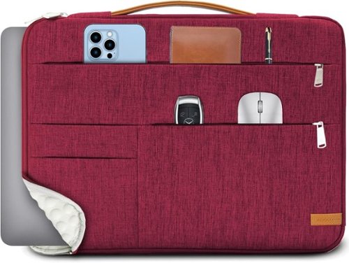 Wikistore - 16 inch Laptop Sleeve Bag Slim Lightweight Multiple Pockets Case for MacBook Pro Acer Asus Dell HP - Red-Front_Standard 