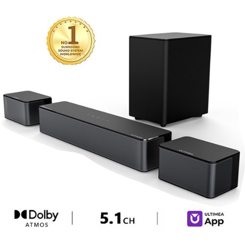 Ultimea - Poseidon M4T 5.1 Dolby Atmos Sound Bar for TV, Wireless Subwoofer, Surround Adjustable, 450W - Black-Front_Standard 