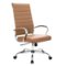 LeisureMod - Benmar High Back Leather Office Chair with Adjustable Height, Swivel Base, Ergonomic Design Modern Conference Chair - Brown-Front_Standard