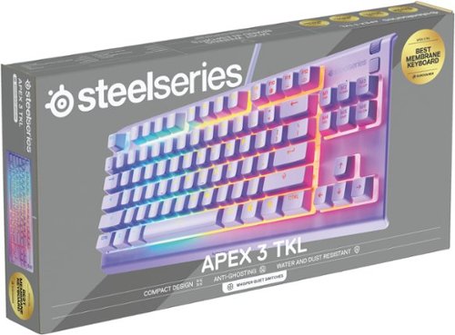 SteelSeries Apex 3 TKL Wired Membrane Whisper Quiet Switch Gaming Keyboard 8 zone RGB Backlighting - Lavender BUY ONLINE