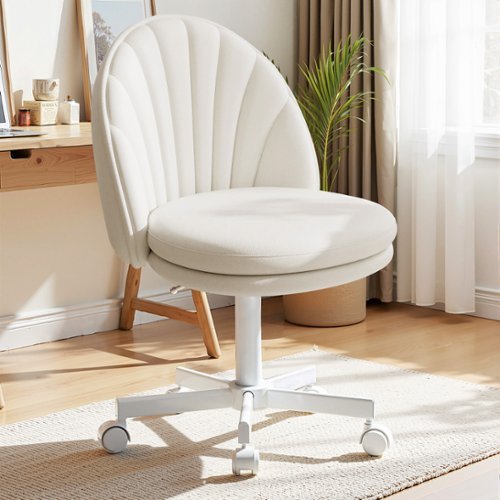 CloudRest Pro - Small Ergonomic Tall Office Chair PU Leather Computer Desk Chair Vanity Chair - White-Front_Standard 