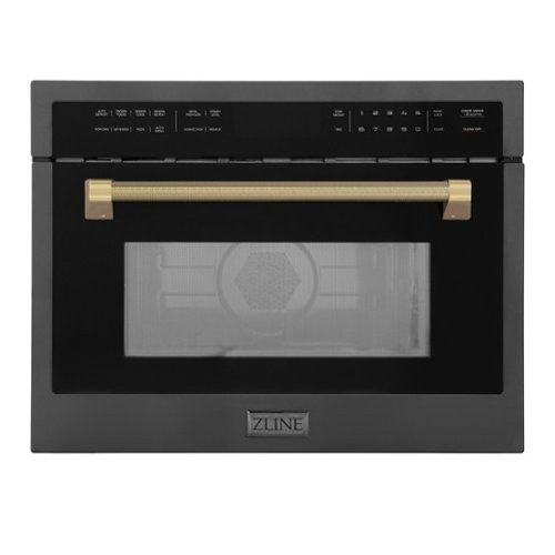 ZLINE - Autograph 24 in. 1.6 cu ft. Built-in Convection Microwave Oven in Black Stainless and Champagne Bronze Helix Handle - Black Stainless Steel