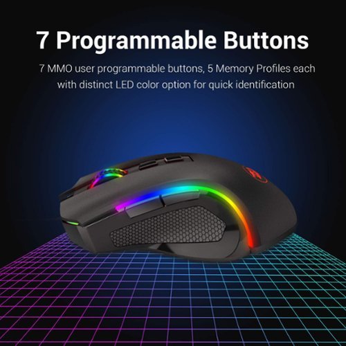 REDRAGON Griffin Wireless Gaming Mouse, 7200 DPI, RGB Backlit, High Precision Sensor, 7 Programmable Buttons for PC/Mac/Laptop - Wireless - Black GLOBAL SHIPPING