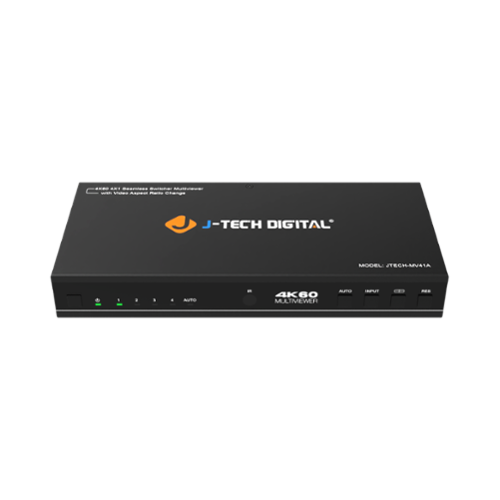 J-Tech Digital - 4K 60Hz 4x1 Seamless HDMI Switch and Multiviewer with Video Aspect Ratio Change - Black-Front_Standard 