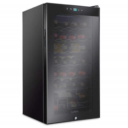 Ivation - 28 Bottle Compressor Wine Refrigerator, Freestanding Wine Cooler with Lock - Black-Front_Standard 