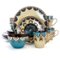 Elama - Clay Heart 16 Piece Luxurious Stoneware Dinnerware with Complete Setting for 4, 16pc - Multi-Color-Front_Standard