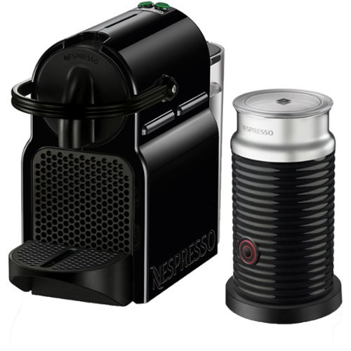 Nespresso - Inissia Espresso Machine with Aeroccino Milk Frother by DeLonghi - Intense Black-Front_Standard 