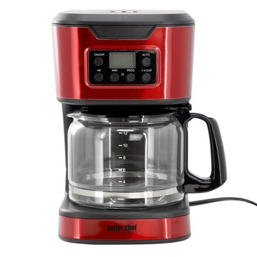 Better Chef - 12 Cup Stainless Steel Programmable Coffee Maker - Red-Front_Standard 