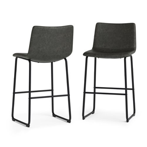 Simpli Home - Warner Bar Stool (Set of 2) - Distressed Charcoal Grey-Front_Standard 