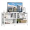 Costway - TV Stand Entertainment Media Center for TV's up to 55'' with Storage Shelves - White-Front_Standard 