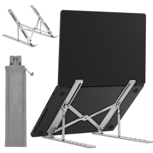 Vena - Portable Laptop Stand for Desk, Foldable Laptop Stand Compact, Adjustable Travel Computer Stand for Macbook iPad Lenovo - Silver-Front_Standard 