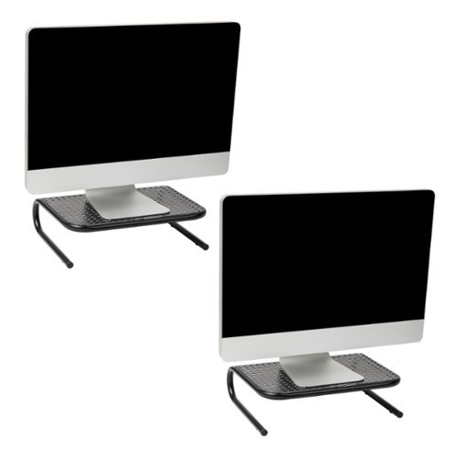 Mind Reader - Monitor Stand, Ventilated Laptop Riser, Desktop Organizer, Metal, 14.5"L x 11.25"W x 4.25"H, Set of 2 - Black