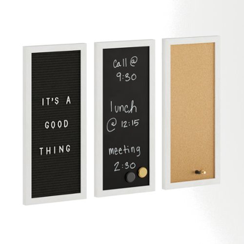 Martha Stewart - Everette Cork/Chalk/Letter Board Set with Accessories - 24x18 - White Woodgrain