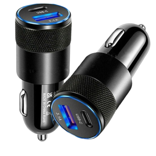 Stock Preferred - Dual USB Car Charger Adapter Fast Charging for iPhone Samsung and Android Devices - Black-Front_Standard 