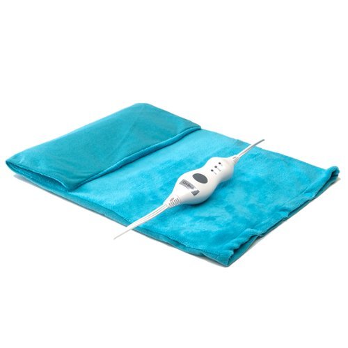 MOVSSOU - 12" x 24" Heating Pad with Cover Plug-in for Back Neck and Shoulder Pain Relief Machine Washable - Blue-Front_Standard 