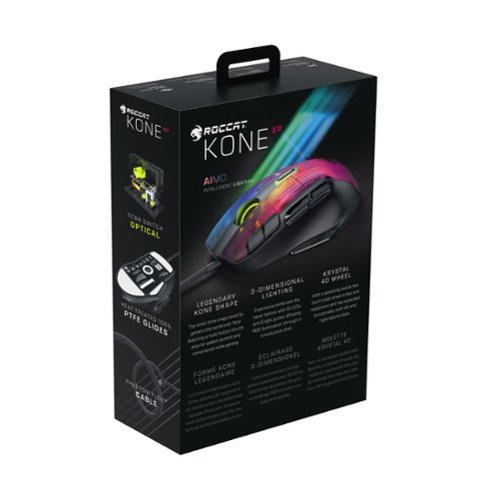 ROCCAT Kone XP Wired Optical Gaming Ambidextrous Mouse with multi-button design & AIMO RGB lighting - Wired - Black BUY ONLINE
