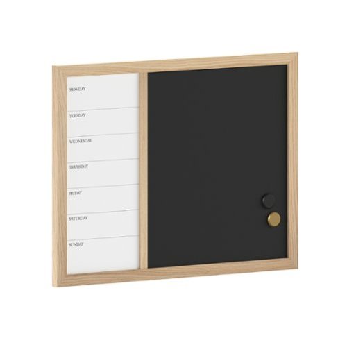 Martha Stewart - Everette Dry Erase Magnetic Weekly Calendar/Chalk Board-24x18 - Light Natural Woodgrain