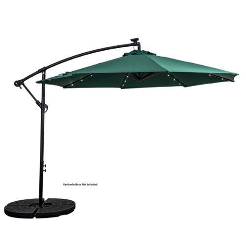 Sun Ray - 10' Offset Aluminum Solar Umbrella - Hunter Green-Front_Standard 