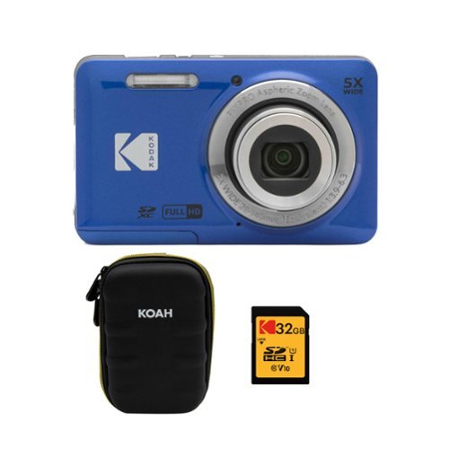 Kodak - PIXPRO Friendly Zoom FZ55 Digital Camera with Case and Memory Card - Blue-Front_Standard 
