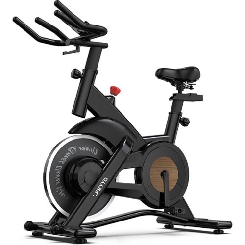Pooboo - Indoor Commercial Exercise Bike Fitness Bike Stationary Bike Cardio Workout Bike - Wood grain-Front_Standard 