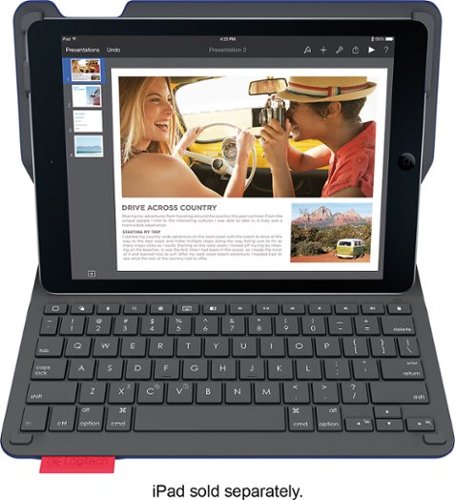 Logitech - Type+ Bluetooth Keyboard Case for Apple® iPad® Air 2 - Dark Blue