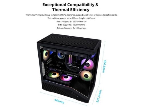 Lian Li V100X ATX Mid Tower Case, RGB LED, Tempered Glass, 420mm