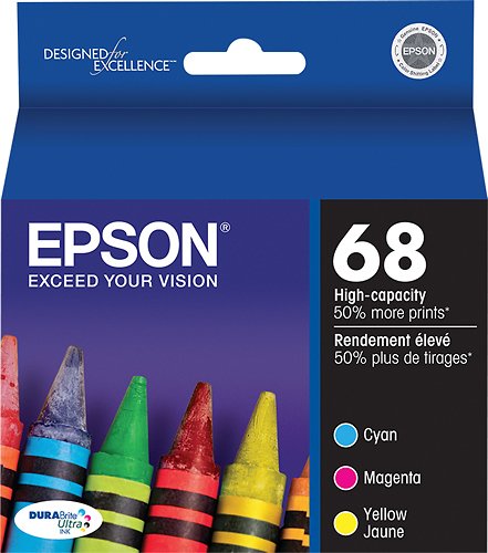 Epson - 68 MultiPack XL High-Yield - Cyan/Magenta/Yellow Ink Cartridges - Cyan/Magenta/Yellow