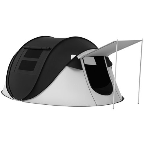 Outsunny - Up Tent with Porch and Carry Bag, 3000mm Waterproof - Black-Front_Standard 