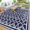 Outsunny - Outdoor Rug for Patio, 9' x 18' Waterproof Large Mat, Reversible Plastic Straw Rug for Décor - Blue and White Lantern-Front_Standard